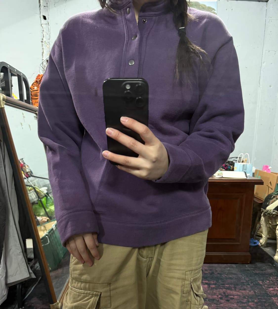 일본판 유니클로 하이넥 버튼 맨투맨 상품이미지1