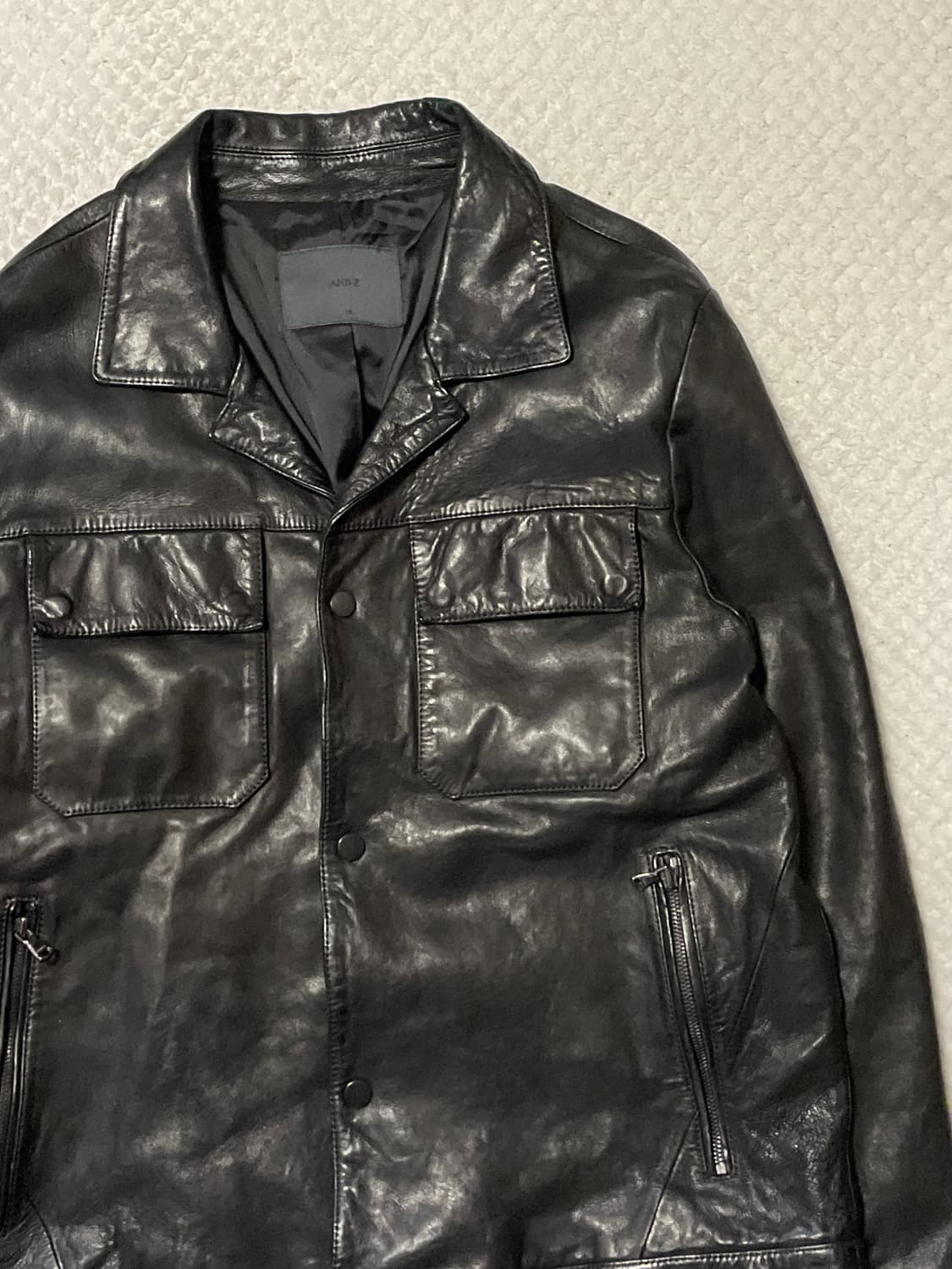 AND Z 웨스턴 무드 램스킨 양가죽 포켓 레더 트러커 자켓 상품이미지3