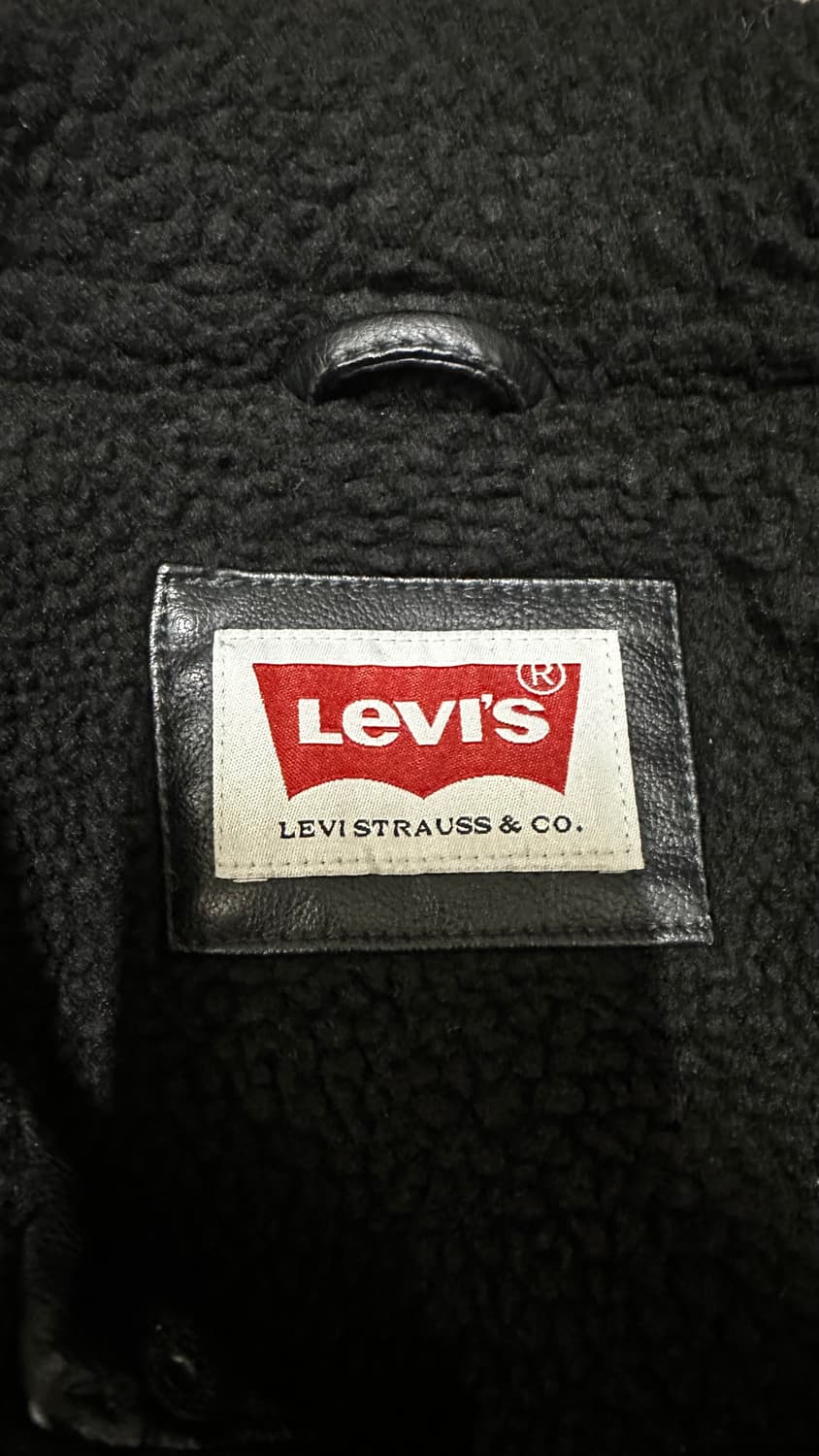 리바이스 블랙 인조 가죽 쉐르파 자켓 상품이미지4