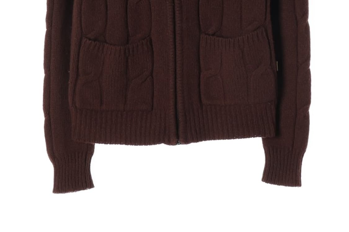 UGIZ 딥 브라운 케이블 니트 후드 집업 95 상품이미지5