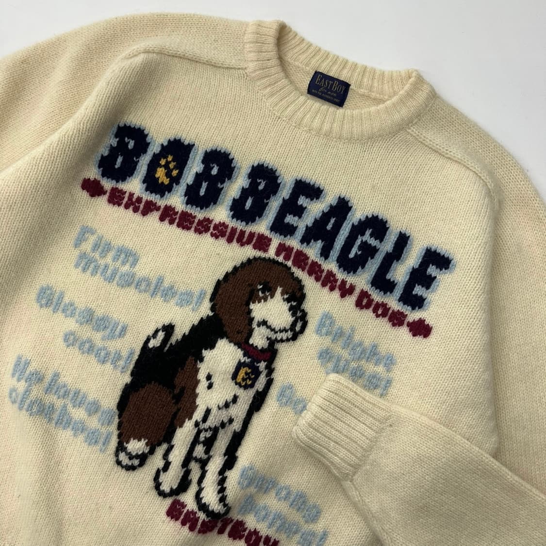 이스트 보이 90‘s 아이보리 강아지 자수 스웨터  상품이미지2