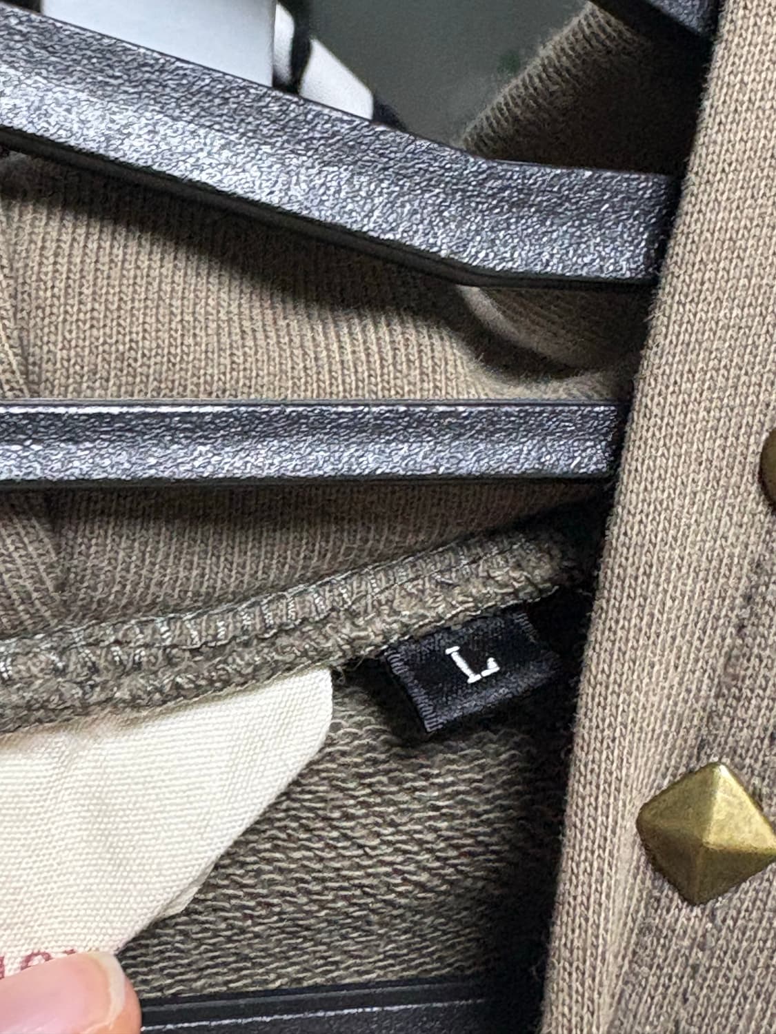 일본빈티지 펑크 와투케 카키 스터드 후드집업 상품이미지4