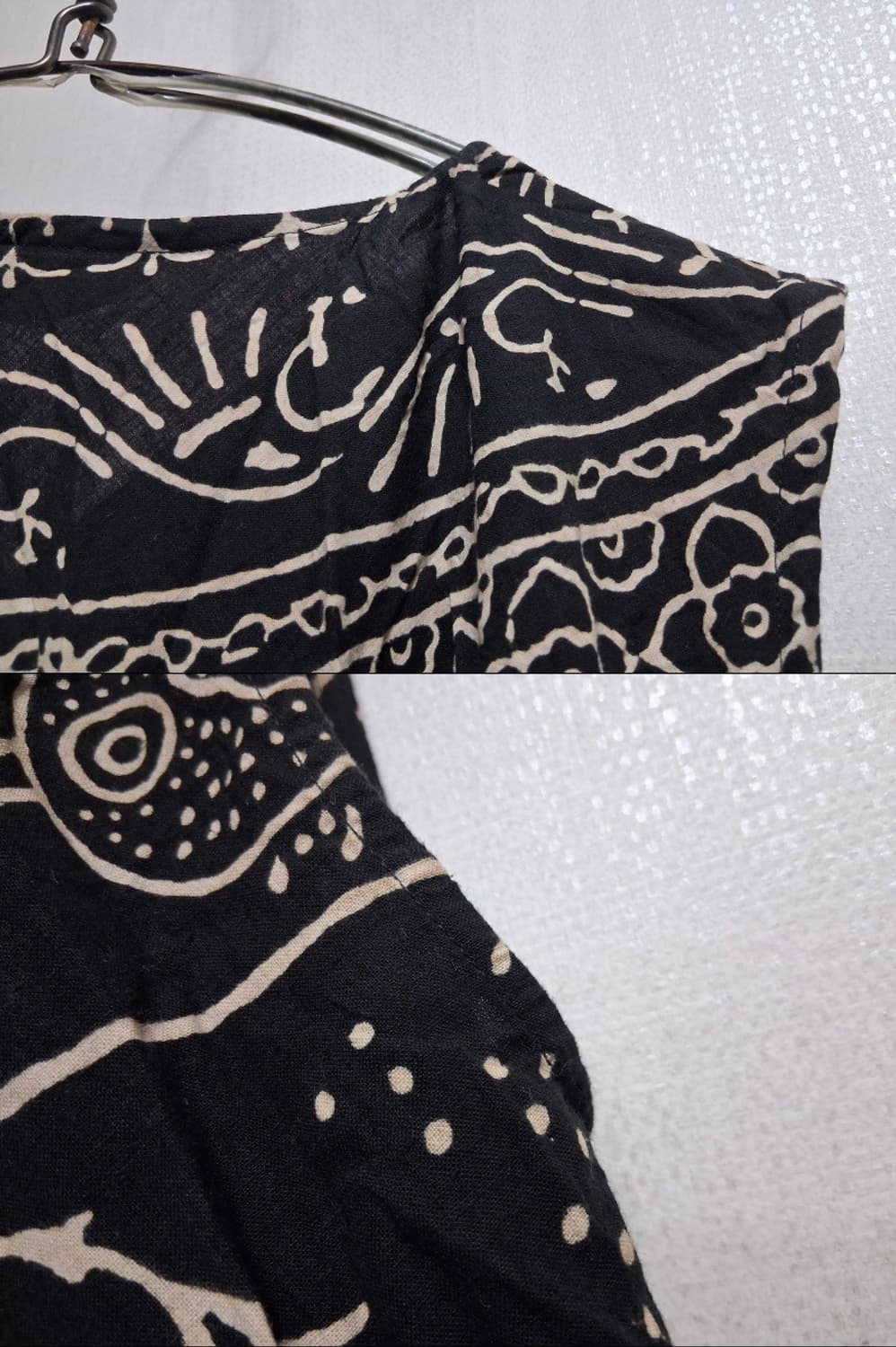 일본수입 SHANTI 인디아 코끼리 블록 프린트 루즈핏 면나염 롱원피스  상품이미지7