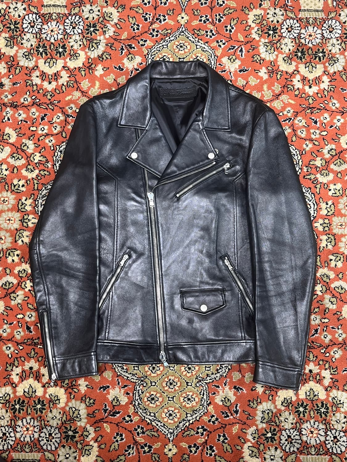 [48] 느와르라르메스 램스킨 블랙 더블 라이더 자켓 상품이미지1