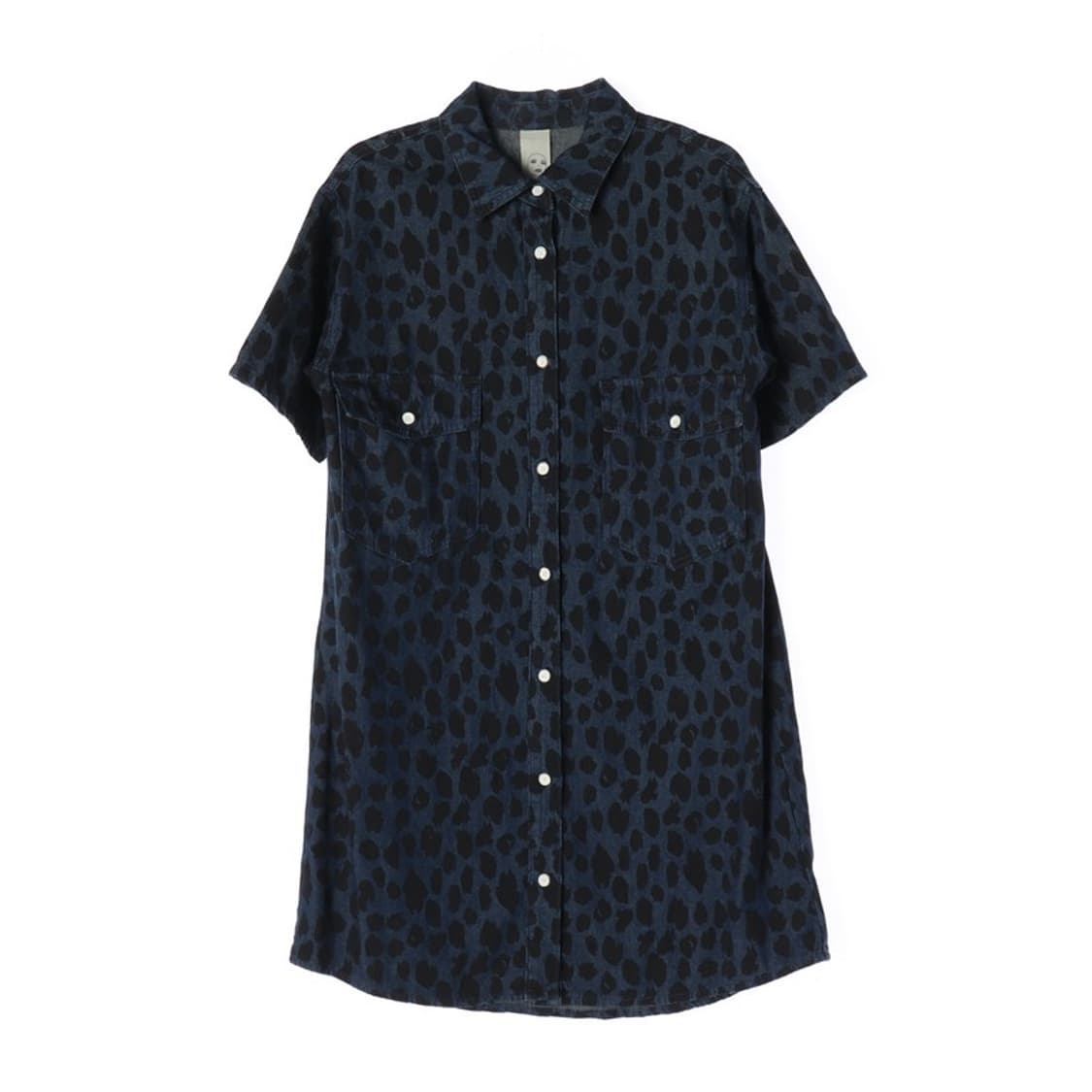 톰보이 레오파드 패턴 데님 셔츠 원피스 상품이미지1