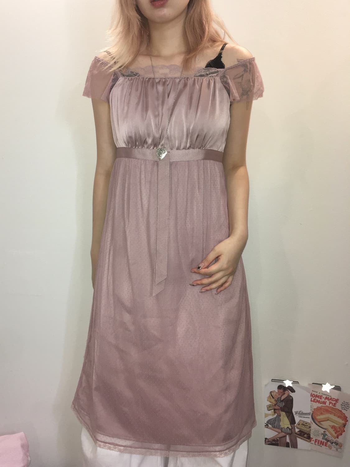 jpn vintage 모브 쉬머 도트 원피스 상품이미지2