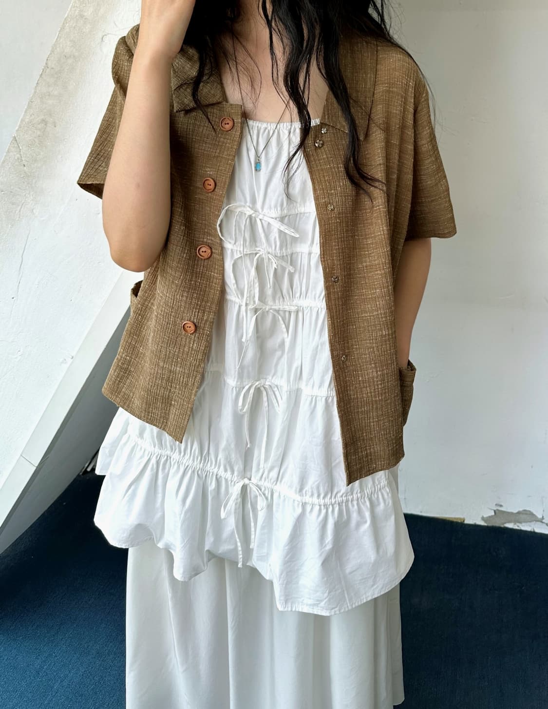 Wide silhouette cotton string sleeveless 상품이미지10