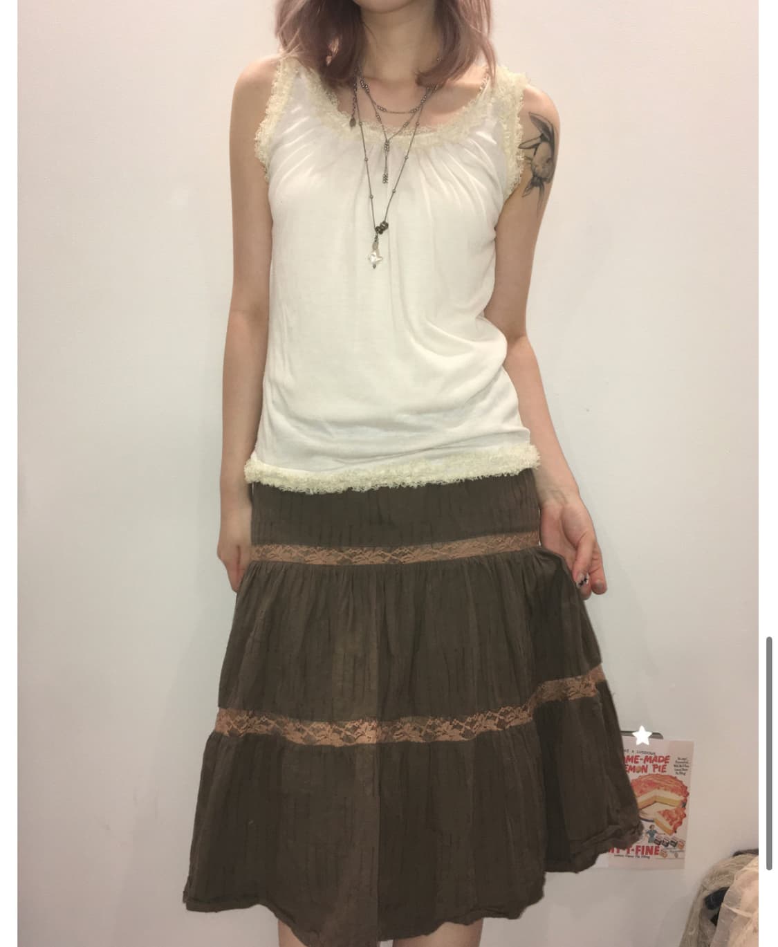 jpn 브라운 레이스 모리스커트 상품이미지2