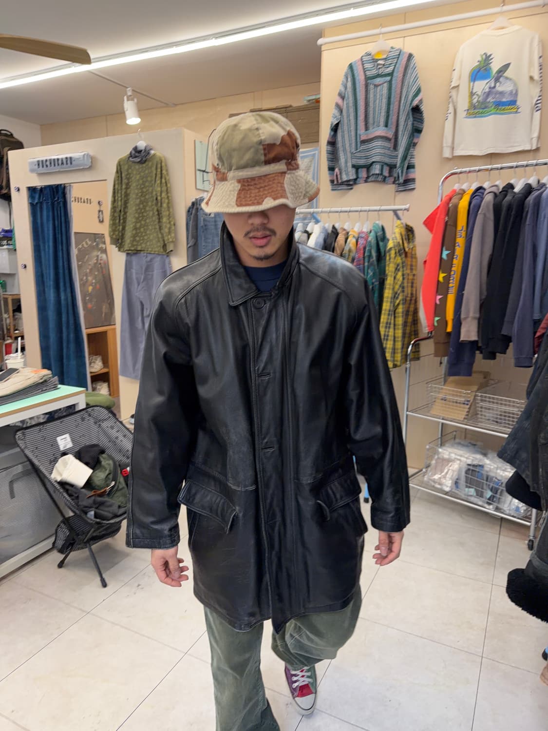 Vtg leather car coat 상품이미지6