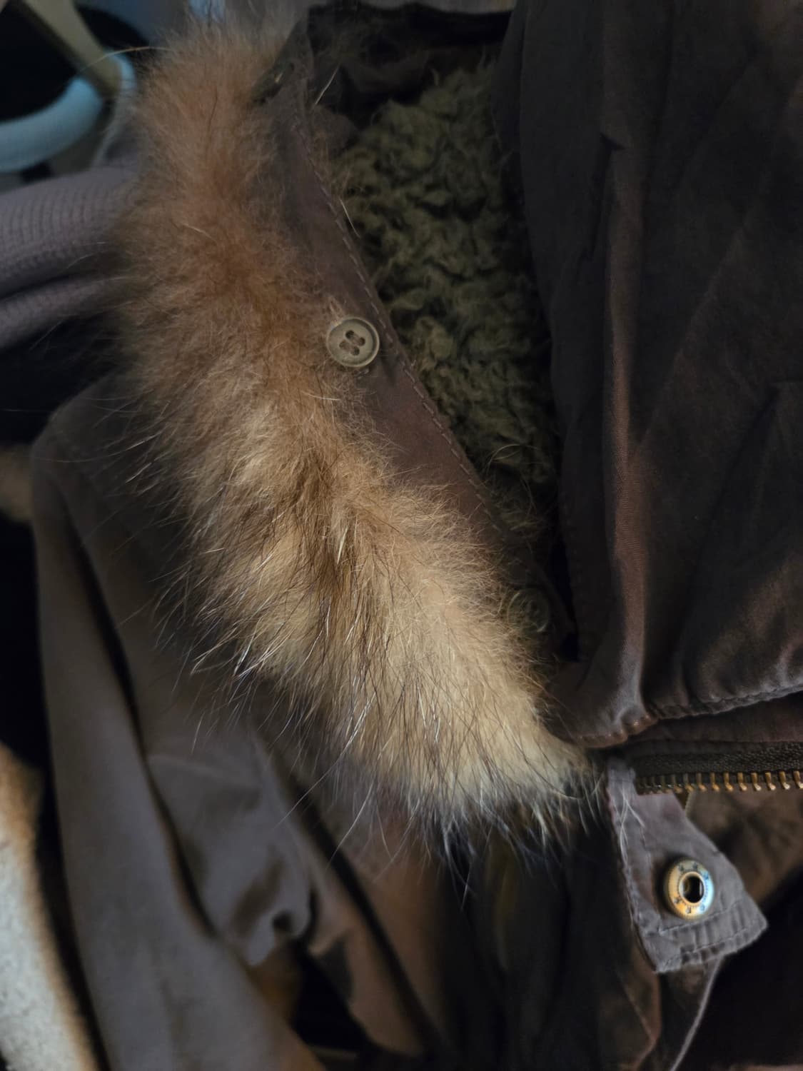 66 77 가능) 털 탈부착 가능 빈티지 모리걸 카키 다크초코 야상 상품이미지4