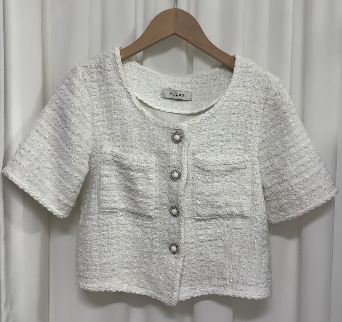 clizy 화이트 포켓 트위드 자켓 상품이미지2