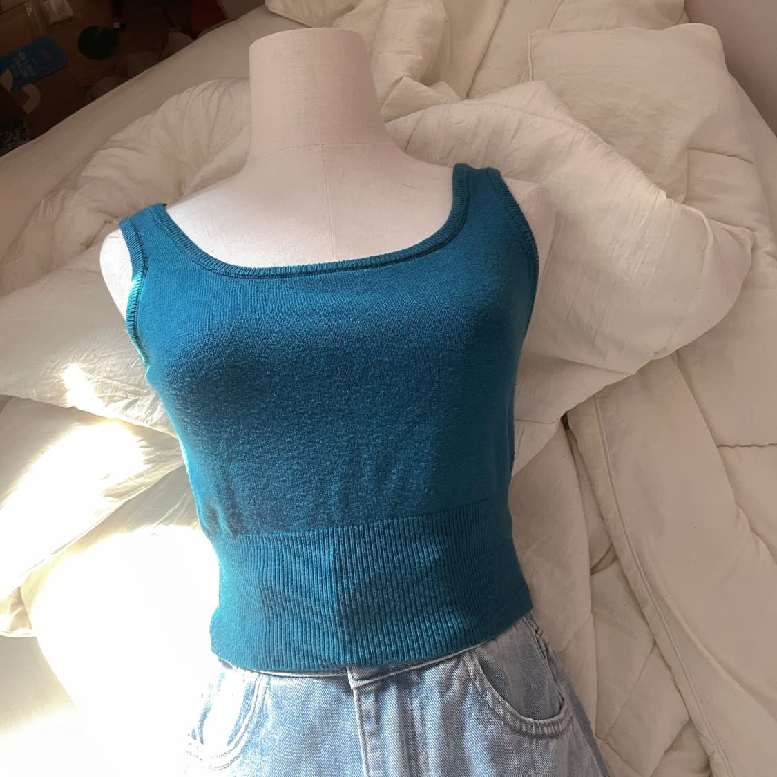 빈티지 나시 모리 나시 히피그런지 사와코 하구미 니트 나시 크롭 나시 상품이미지3