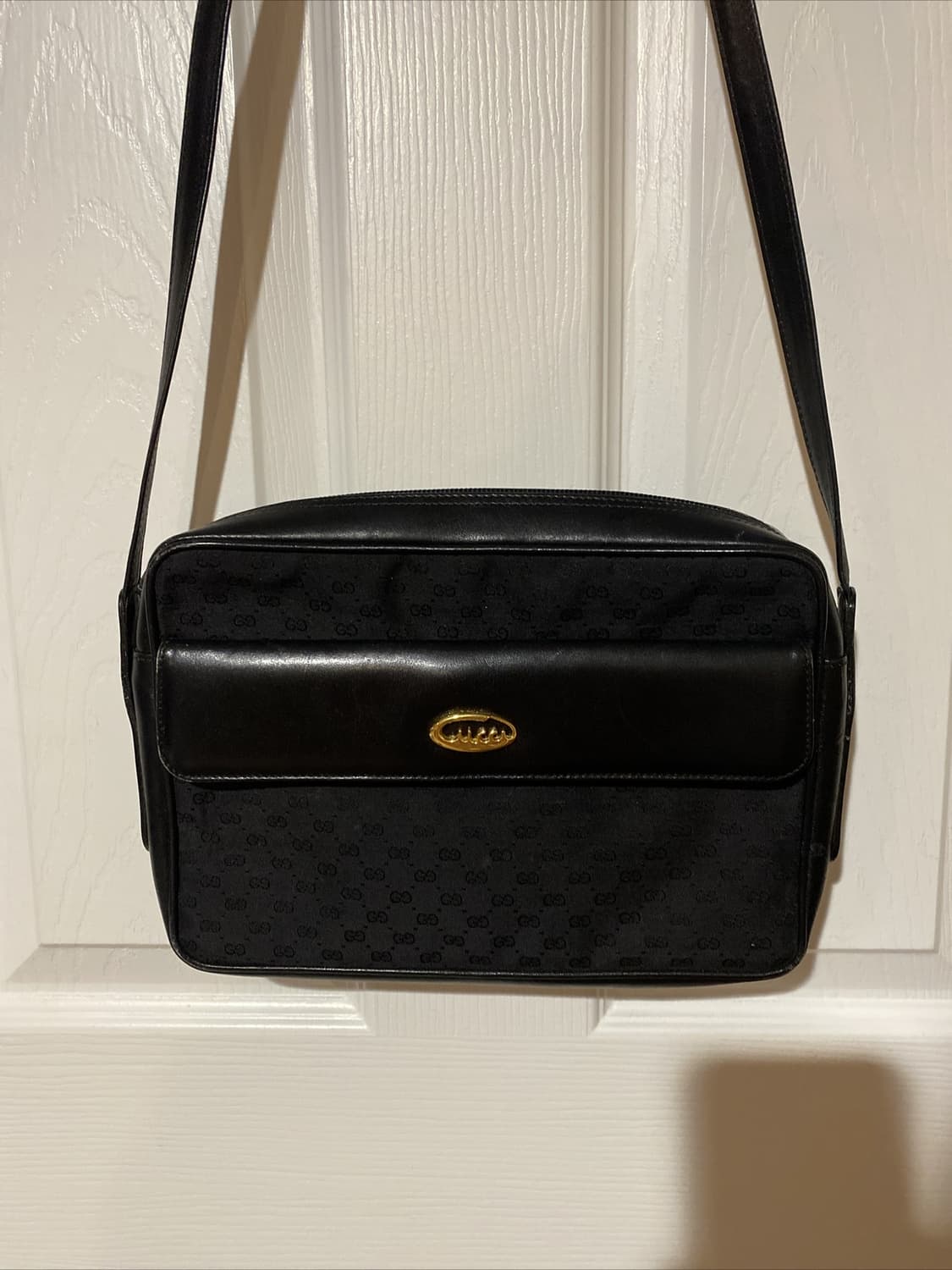 80s 구찌 빈티지 GG 오벌 로고 숄더백 블랙 상품이미지2