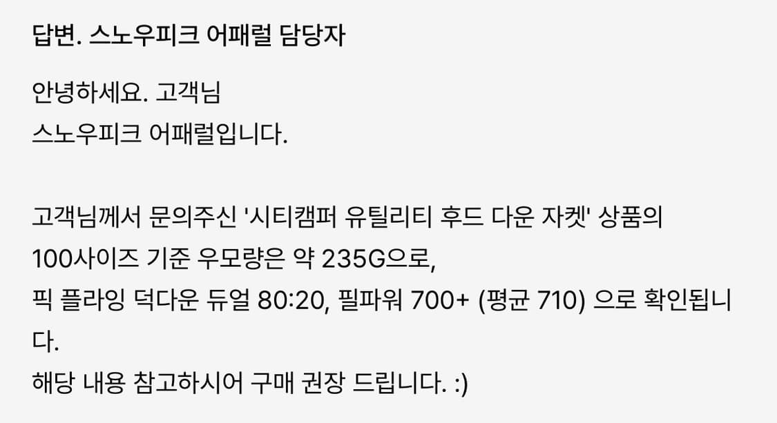 [100] 스노우피크 시티캠퍼 유틸리티 후드 다운자켓 블랙 상품이미지4