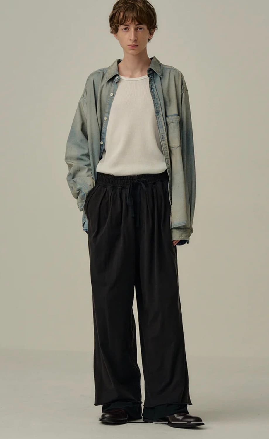 [1]안셀름 25ss 드레이프 이지컷 와이드 팬츠 블랙 상품이미지1