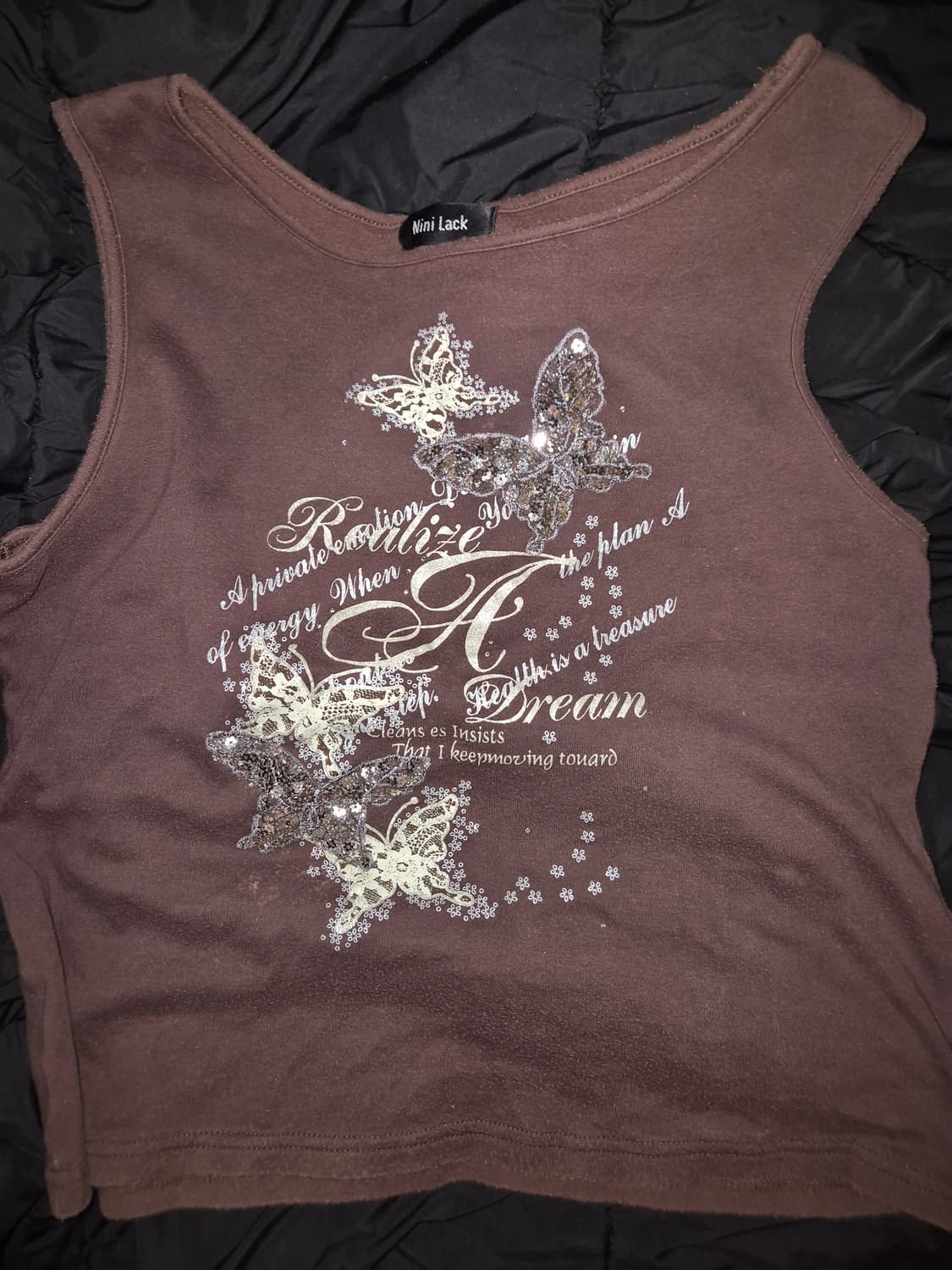 [핀터대장] 나비 스팽글 브라운 슬리브리스 상품이미지2