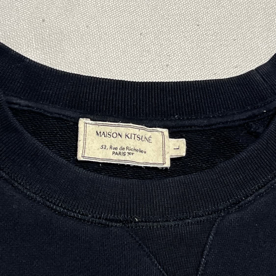 L 메종키츠네 폭스헤드 패치 블랙 맨투맨 상품이미지4