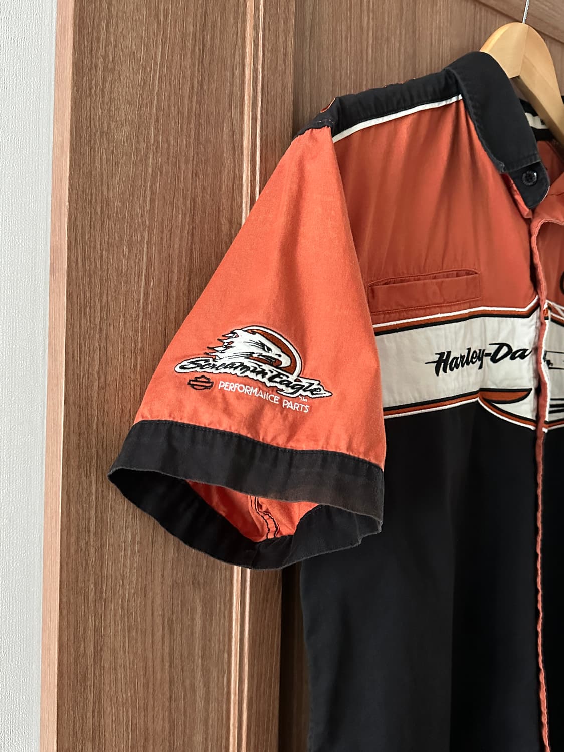 Harley-Davidson 레이싱 자수 반팔 셔츠 S 상품이미지5