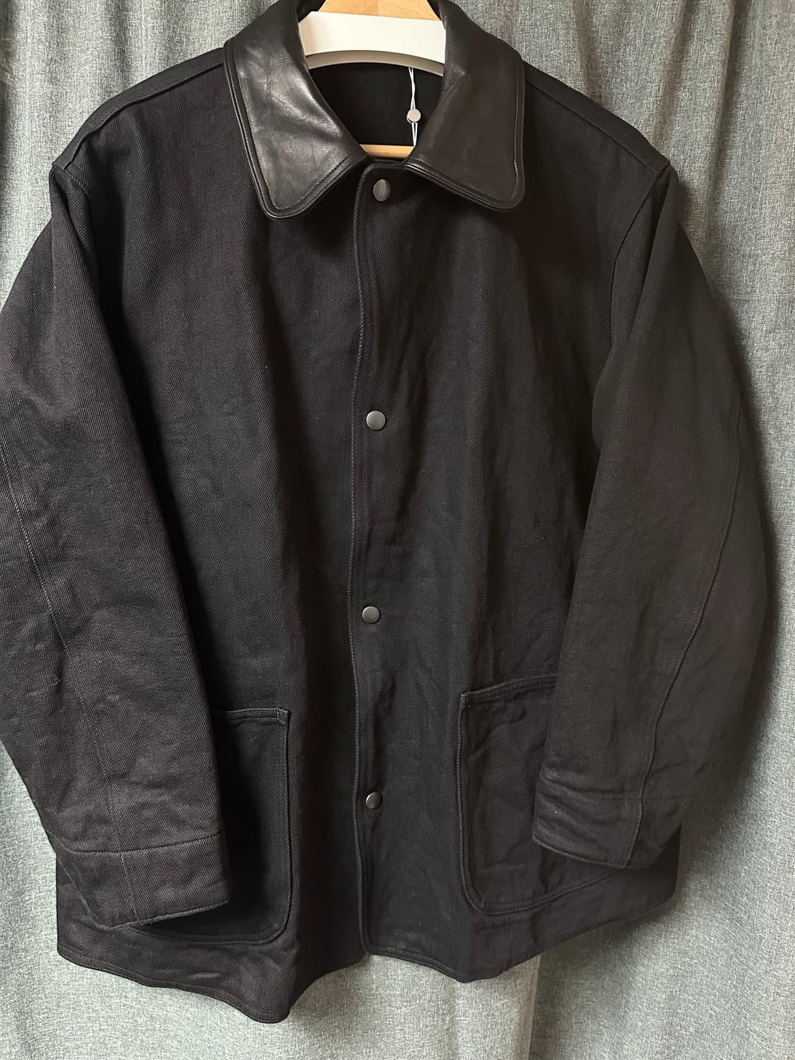 [1] 25AW COMOLI 코모리 데님 레더 워크 자켓 블랙 상품이미지7