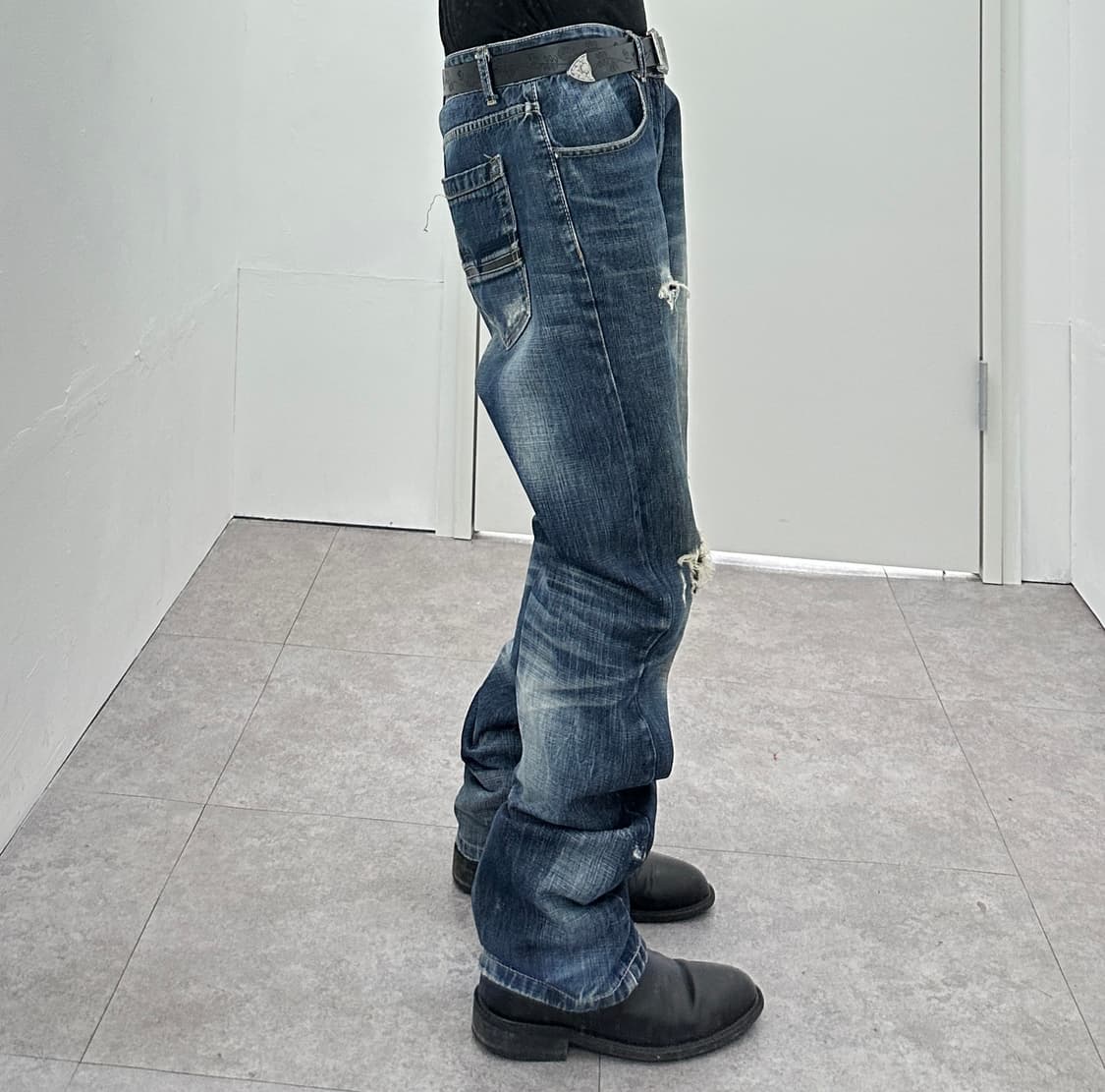 Diesel Leather Tab & Paint Detail Distre 상품이미지3