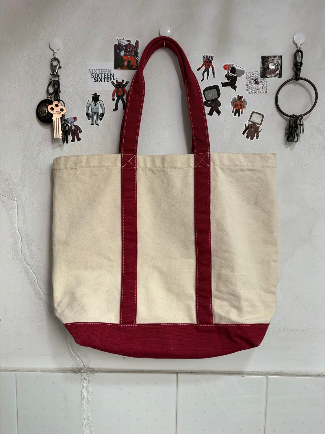 U.S. 폴로 어슨 토트백 아이보리/레드 상품이미지2