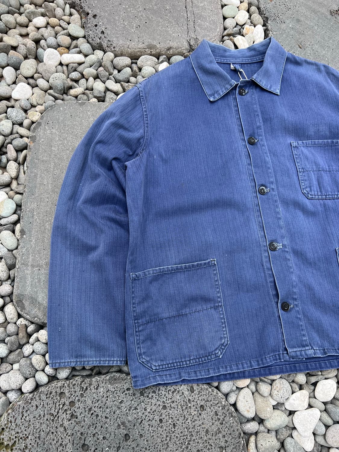 FADED BLUE OLD VINTAGE HBT 헤링본트윌 프렌치워크자켓 상품이미지4