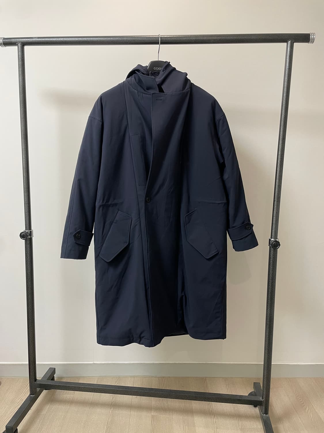 (S) Nohant 노앙 네이비 투웨이 오버사이즈 후드 나일론 코트 상품이미지1