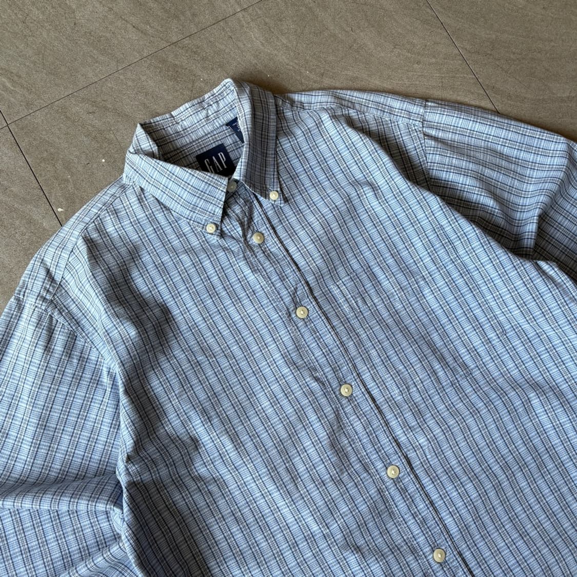90년대 올드 갭 블루 체크 셔츠  상품이미지2