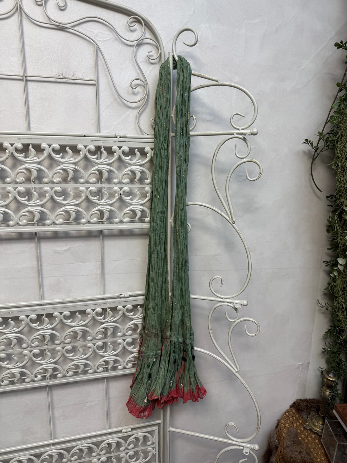 Renoma pistachio pink beads pleats scarf 상품이미지4