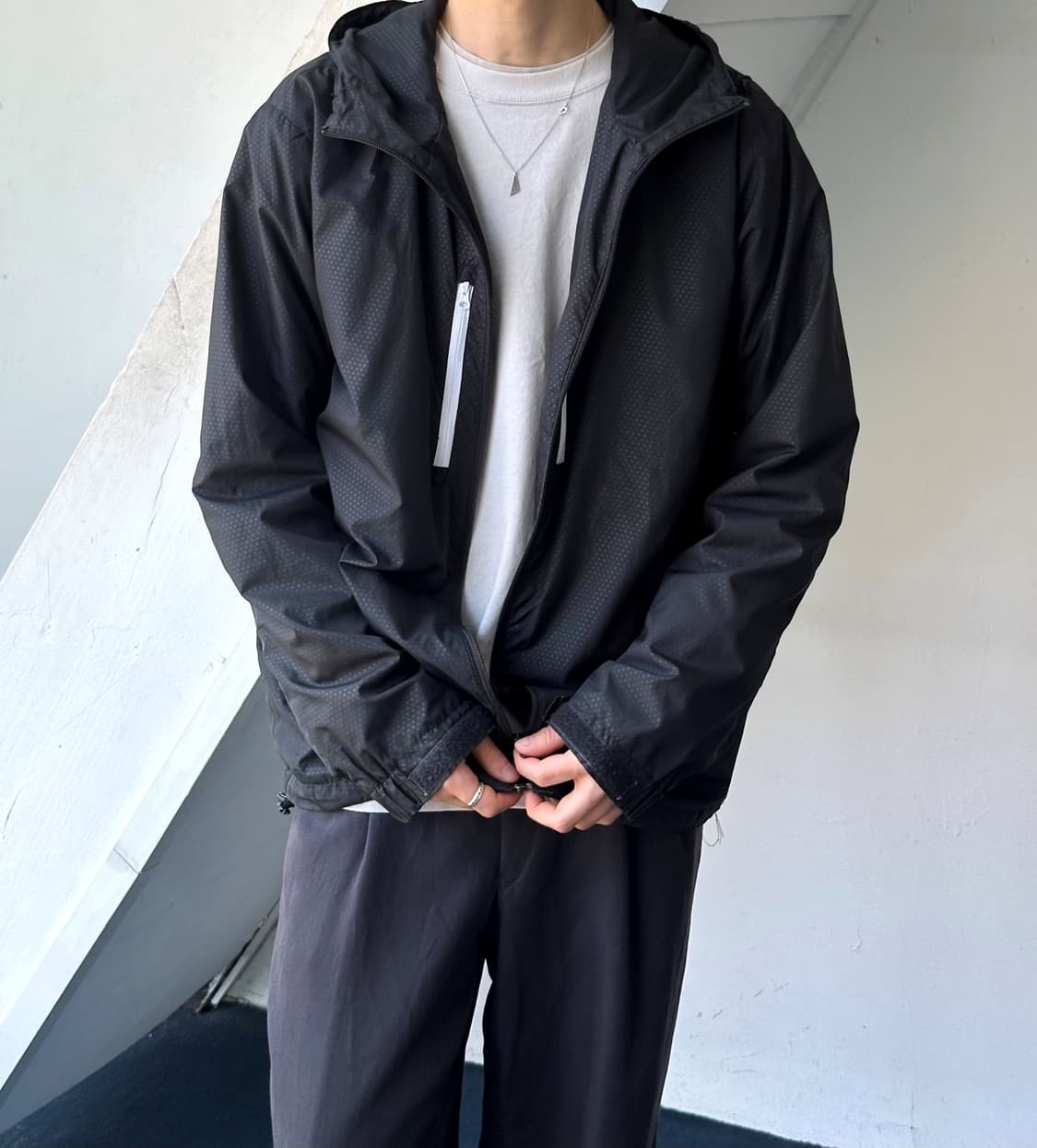 Washed poly dot design wind parka 상품이미지8