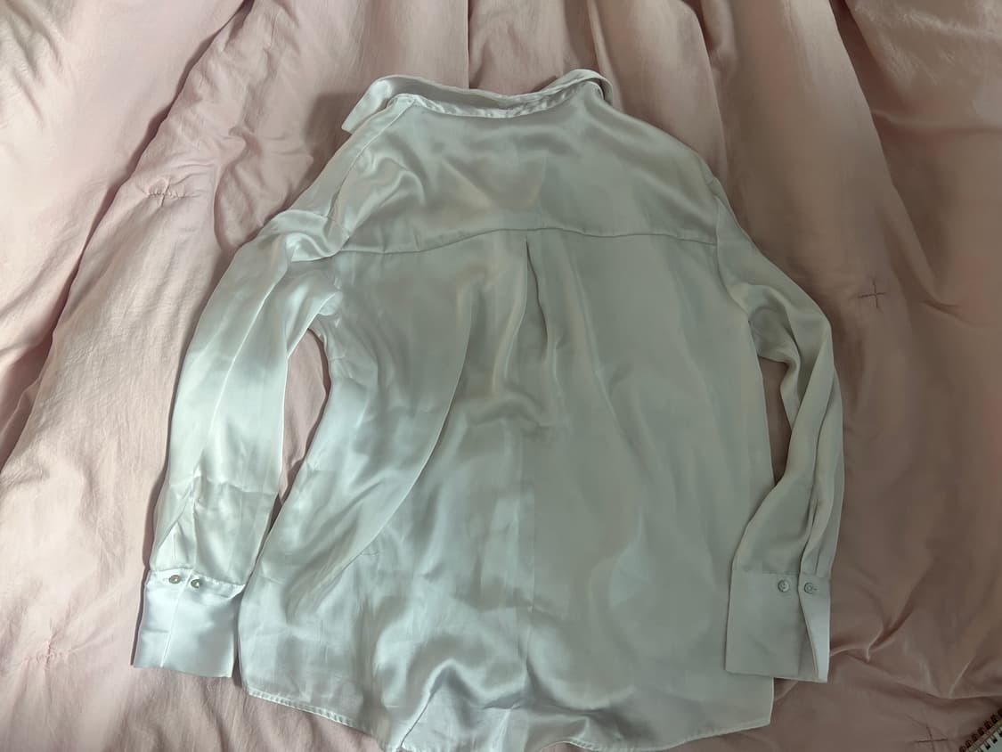 ZARA 자라 여자 실크 새틴 드레이프 셔츠 L 상품이미지4