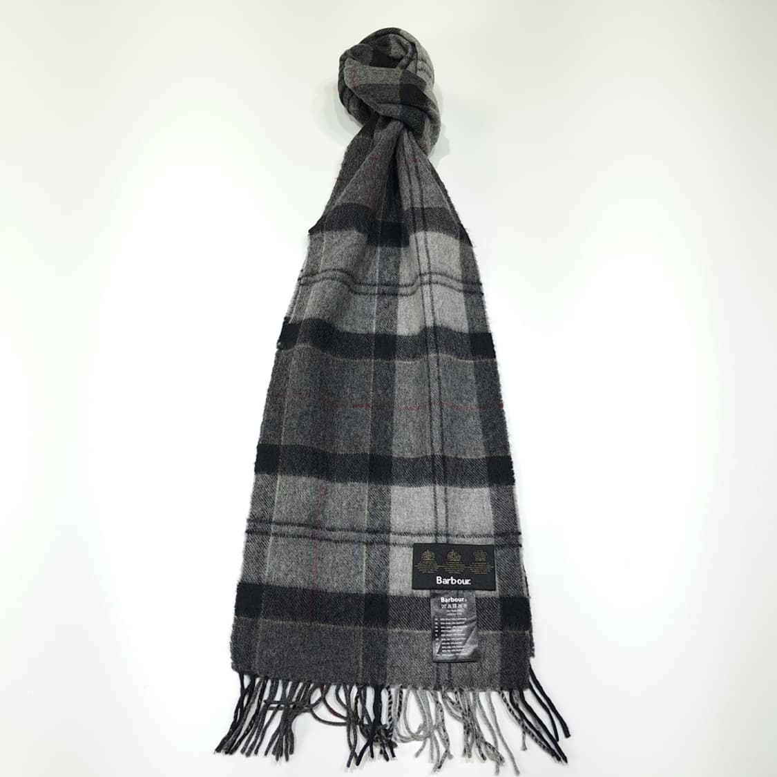 MX631 바버 00s 울캐시미어 타탄체크 그레이 머플러 목도리 상품이미지1