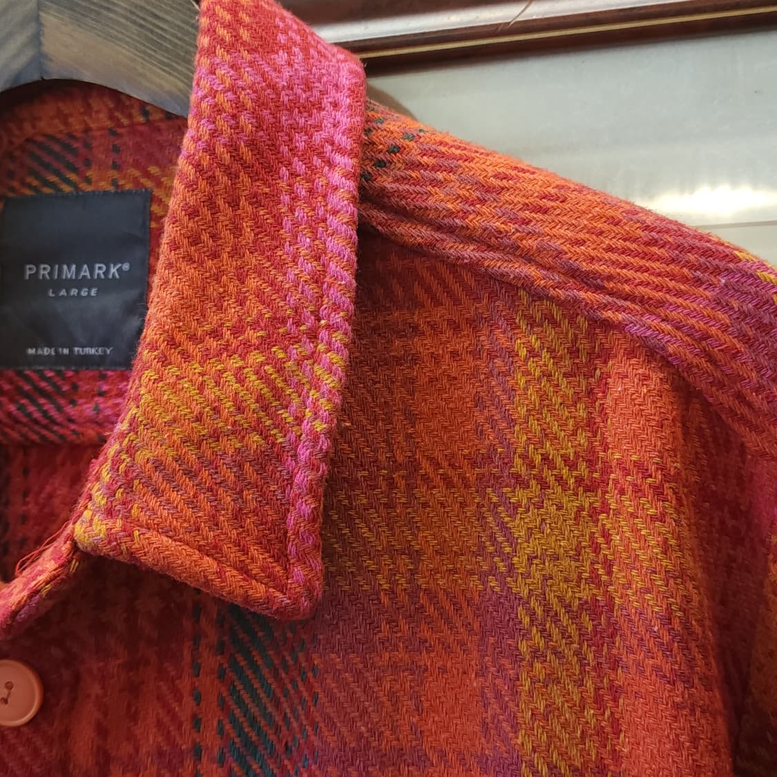 90s 아메리칸 빈티지 체크셔츠 헤비 플란넬 워크셔츠 레드 비비드 L 상품이미지9