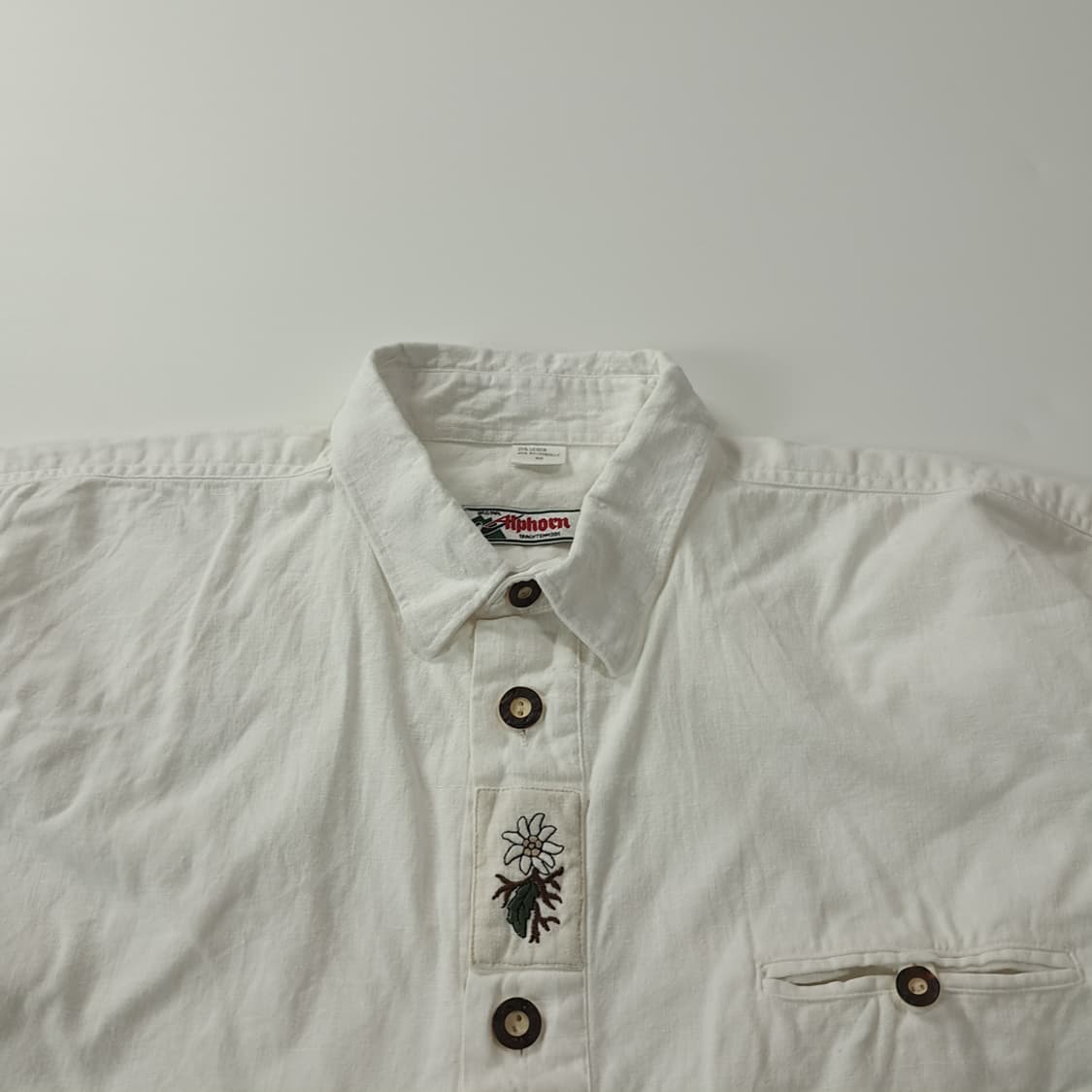 CK449 3XL 에델바이스 90s 트라흐텐 바바리안 알펜 린넨 셔츠  상품이미지2