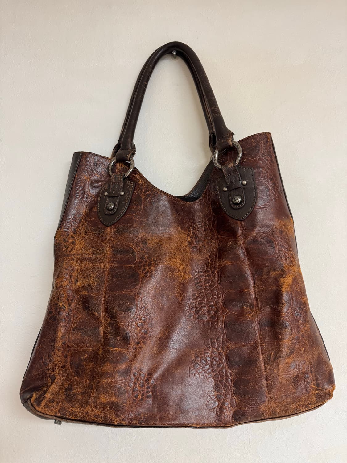 Vtg 리얼 레더 악어가죽 숄더백 상품이미지2