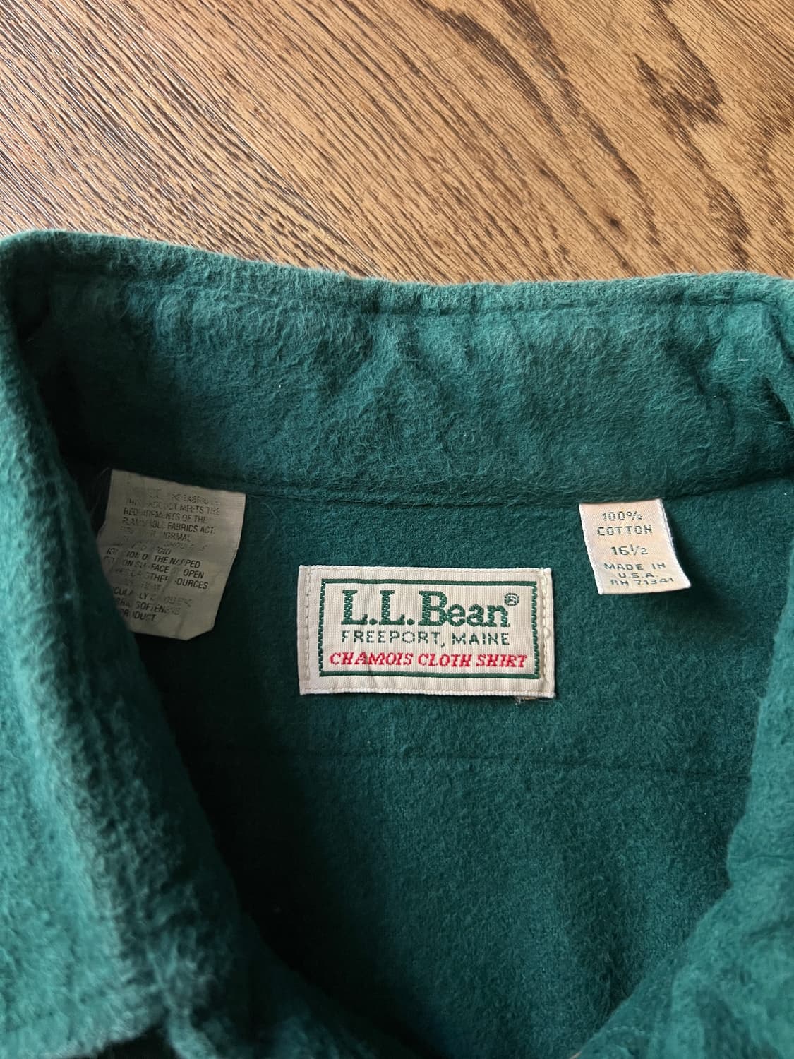 [L]90's 엘엘빈 Made in USA 빈티지 그린 샤모아 셔츠 상품이미지2