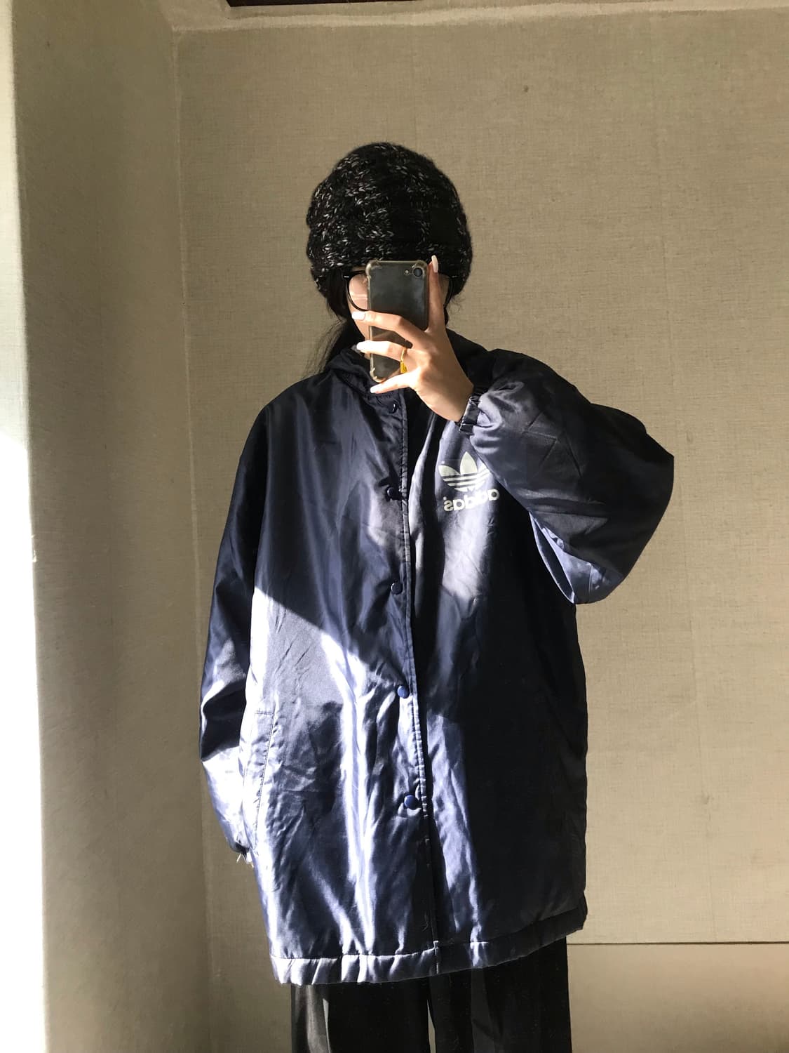 아디다스 빅로고 네이비 후리스 점퍼 상품이미지2