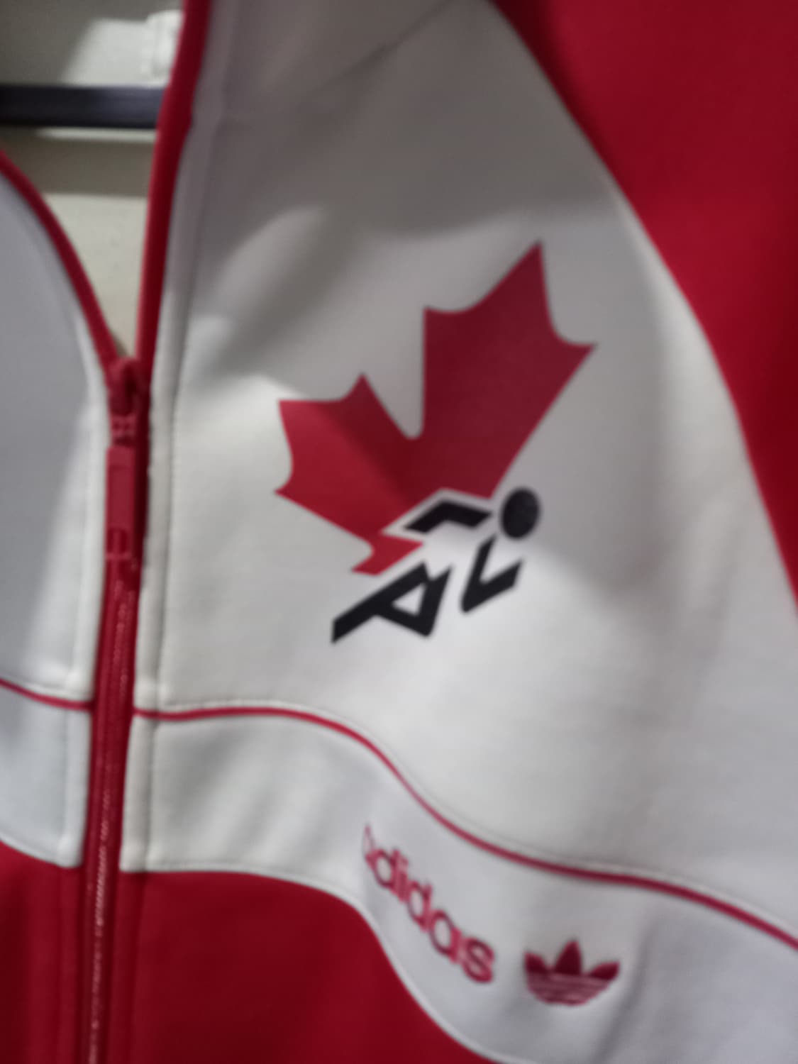 아디다스 캐나다 빨흰 트랙탑 저지 져지집업 95/M 상품이미지3