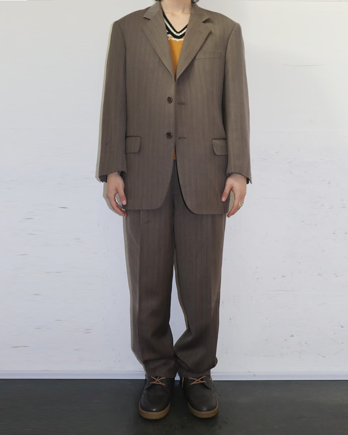 발렌티노 우모 초기 90s 헤링본 수트 셋업 상품이미지1