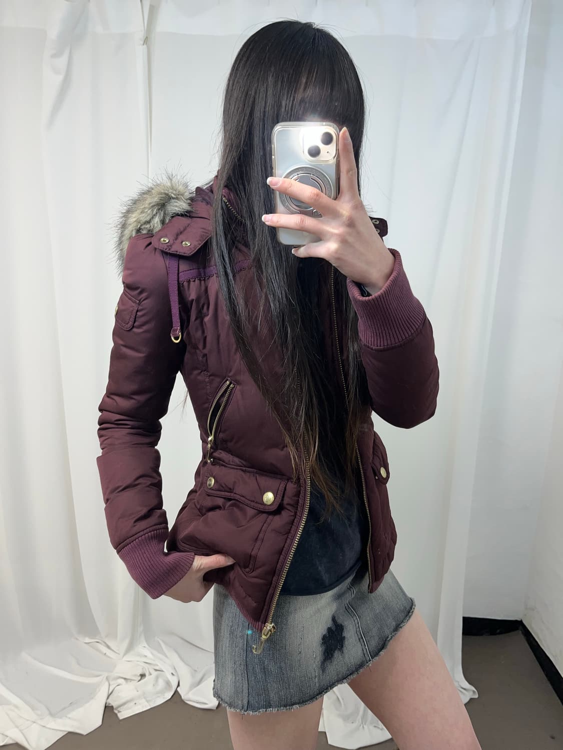 Juicy Couture 갸루깔 버건디 울프죠 패딩  상품이미지7