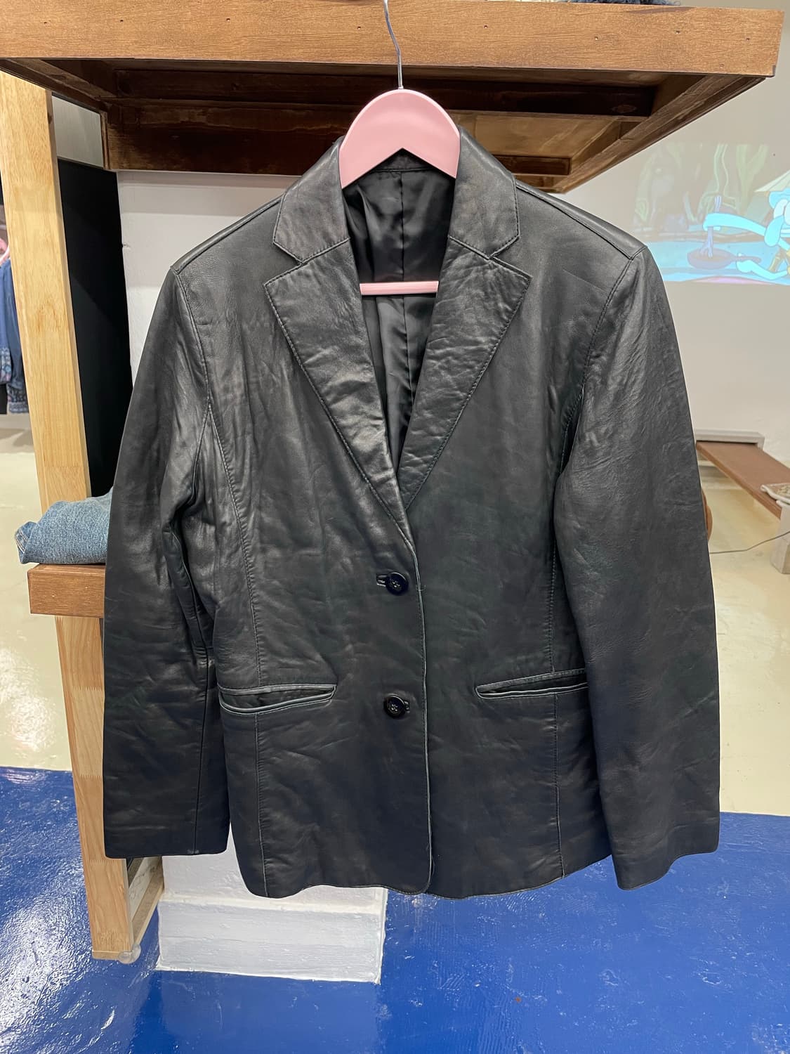 vtg Lambskin 투버튼 레더 블레이저 상품이미지4