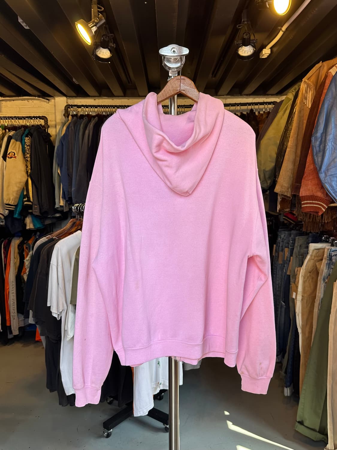 90s 헤인즈 50/50 플레인 집 스웻 후드 연핑크  상품이미지2