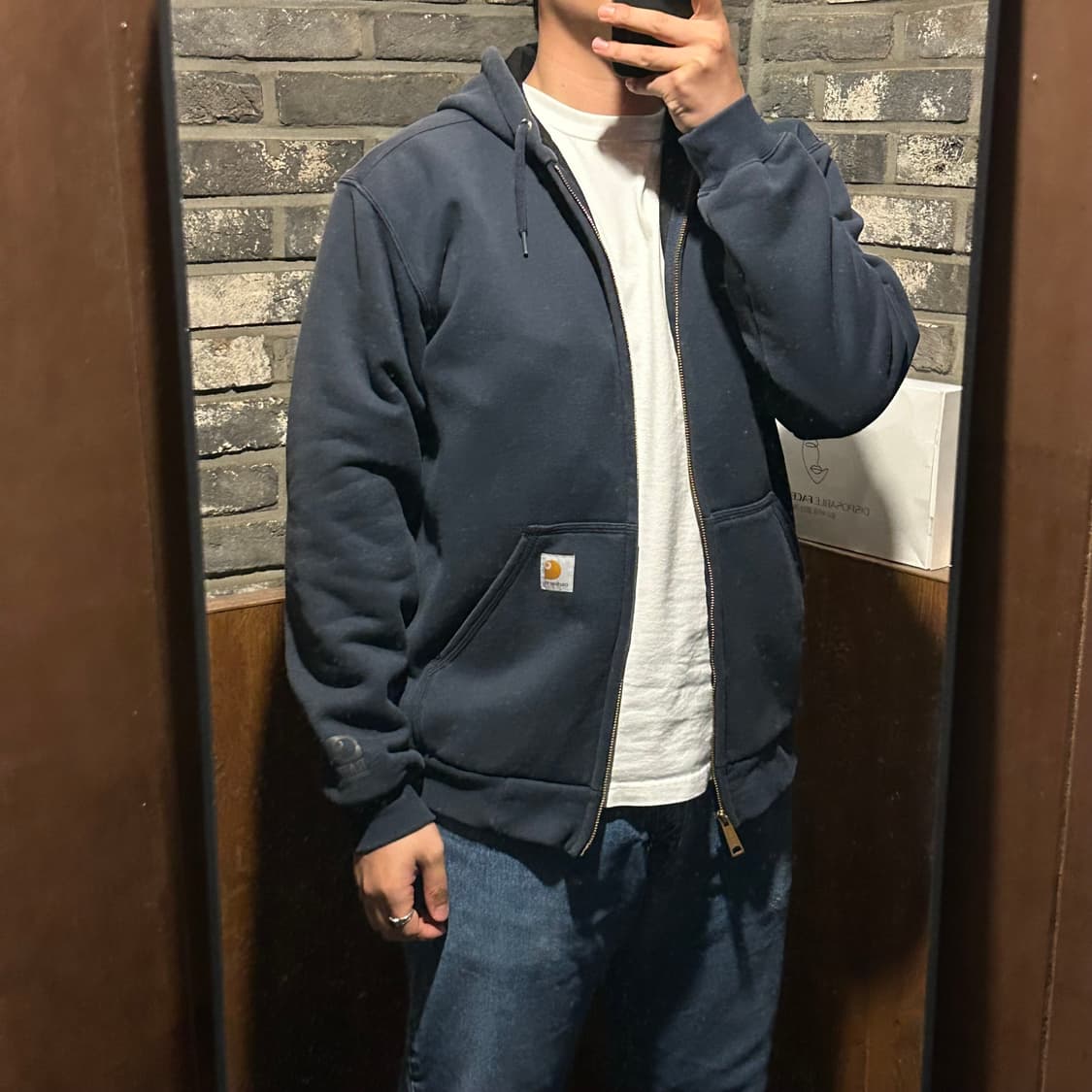 S) 칼하트 레인디펜더 워크웨어 써멀 후드집업 네이비 W20 상품이미지10