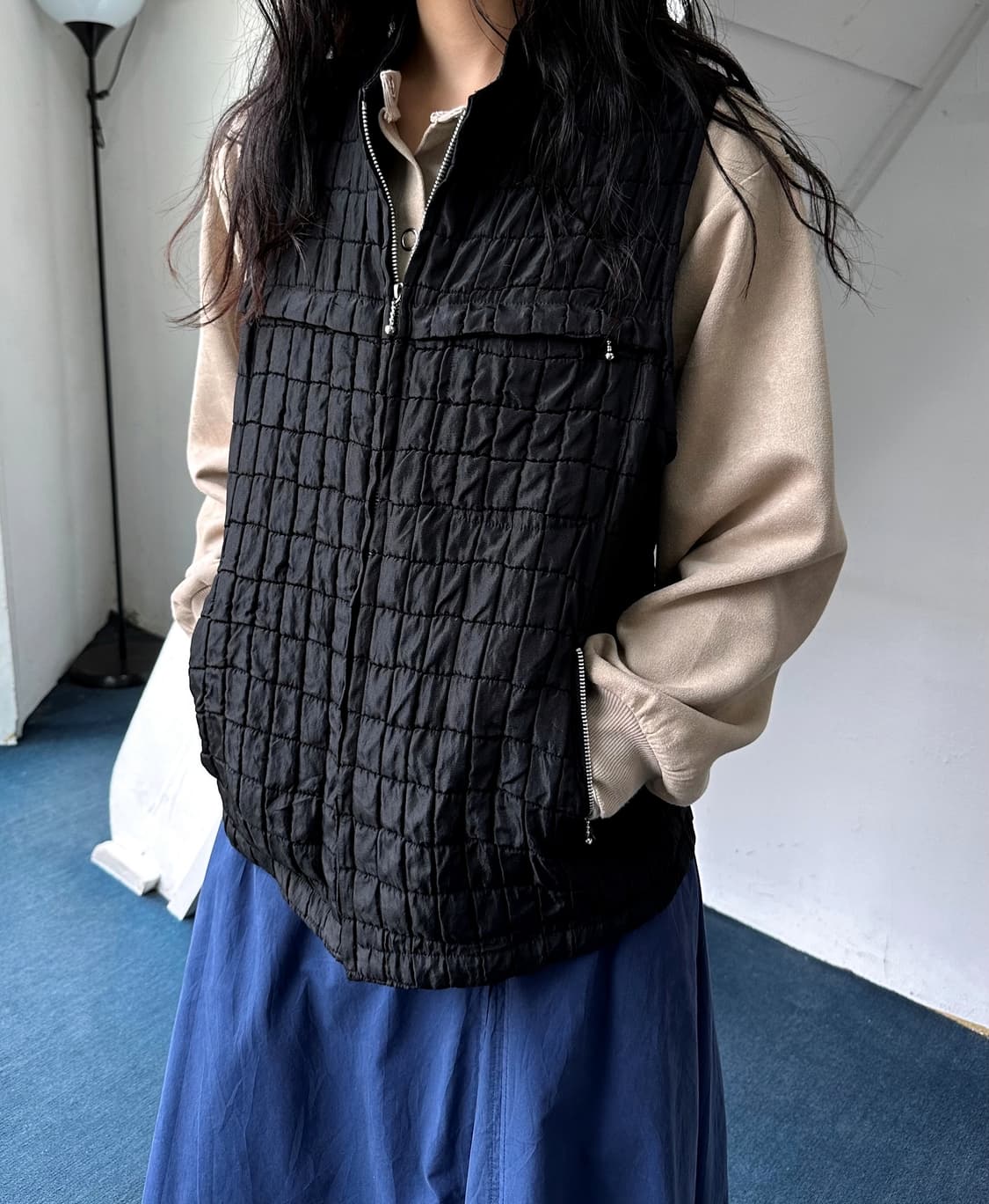 Washed poly quilted design vest 상품이미지8
