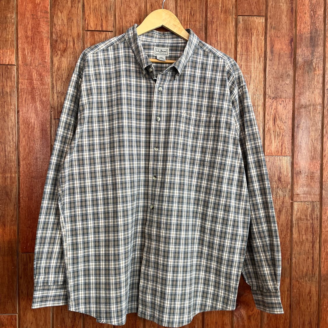 LL Bean 베이지 체크 셔츠 상품이미지1