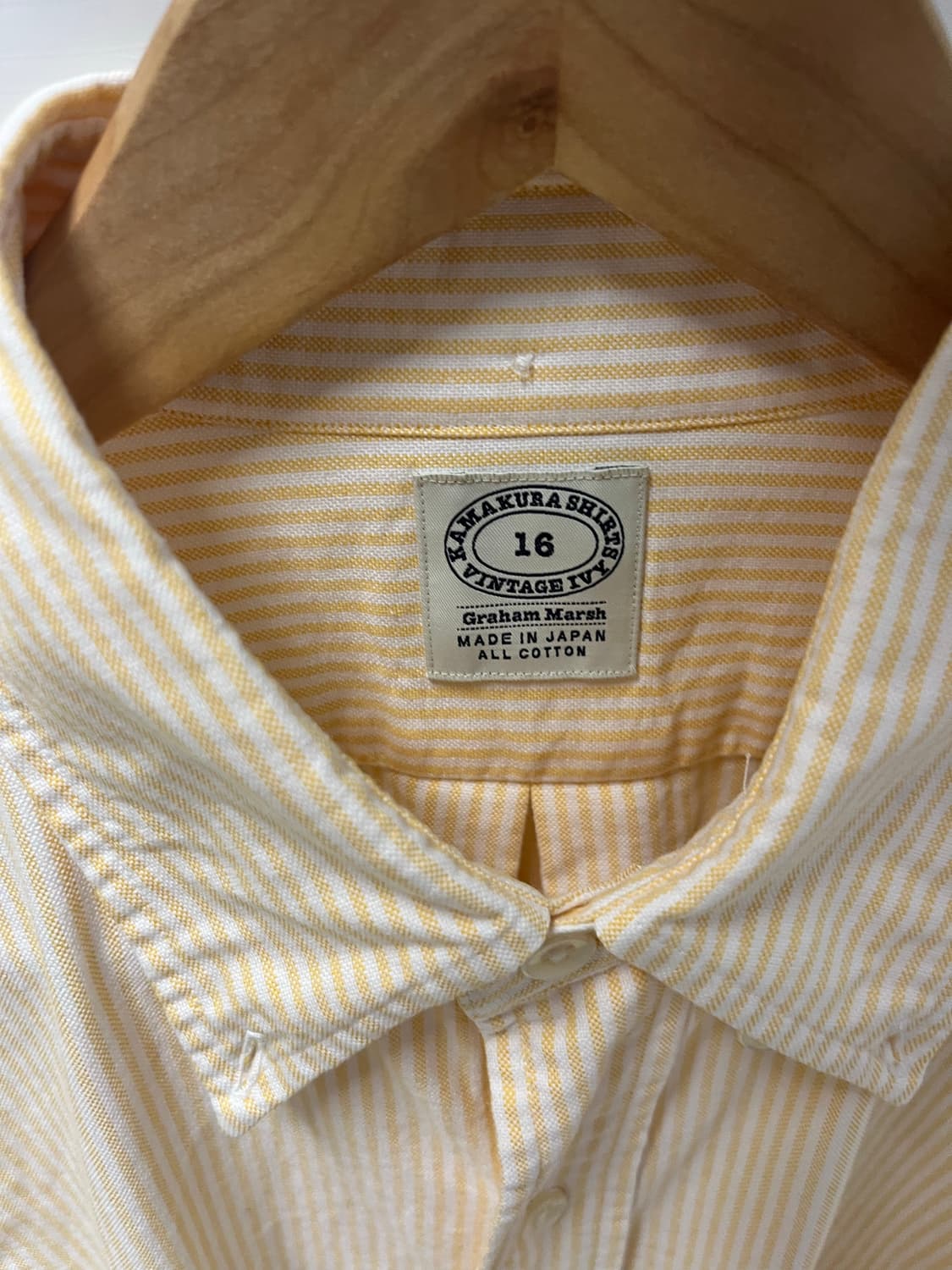 Kamakura Shirts 옐로우 스트라이프 버튼다운 셔츠(16) 상품이미지3