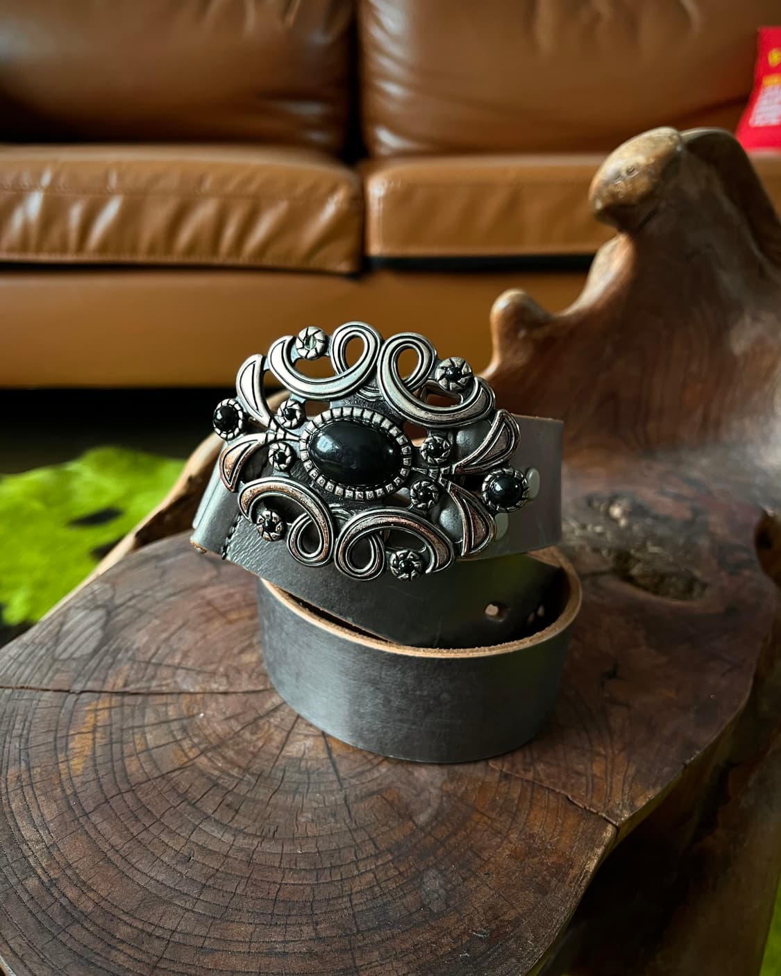 Hawk Company Metal Leather Western Belt 상품이미지3