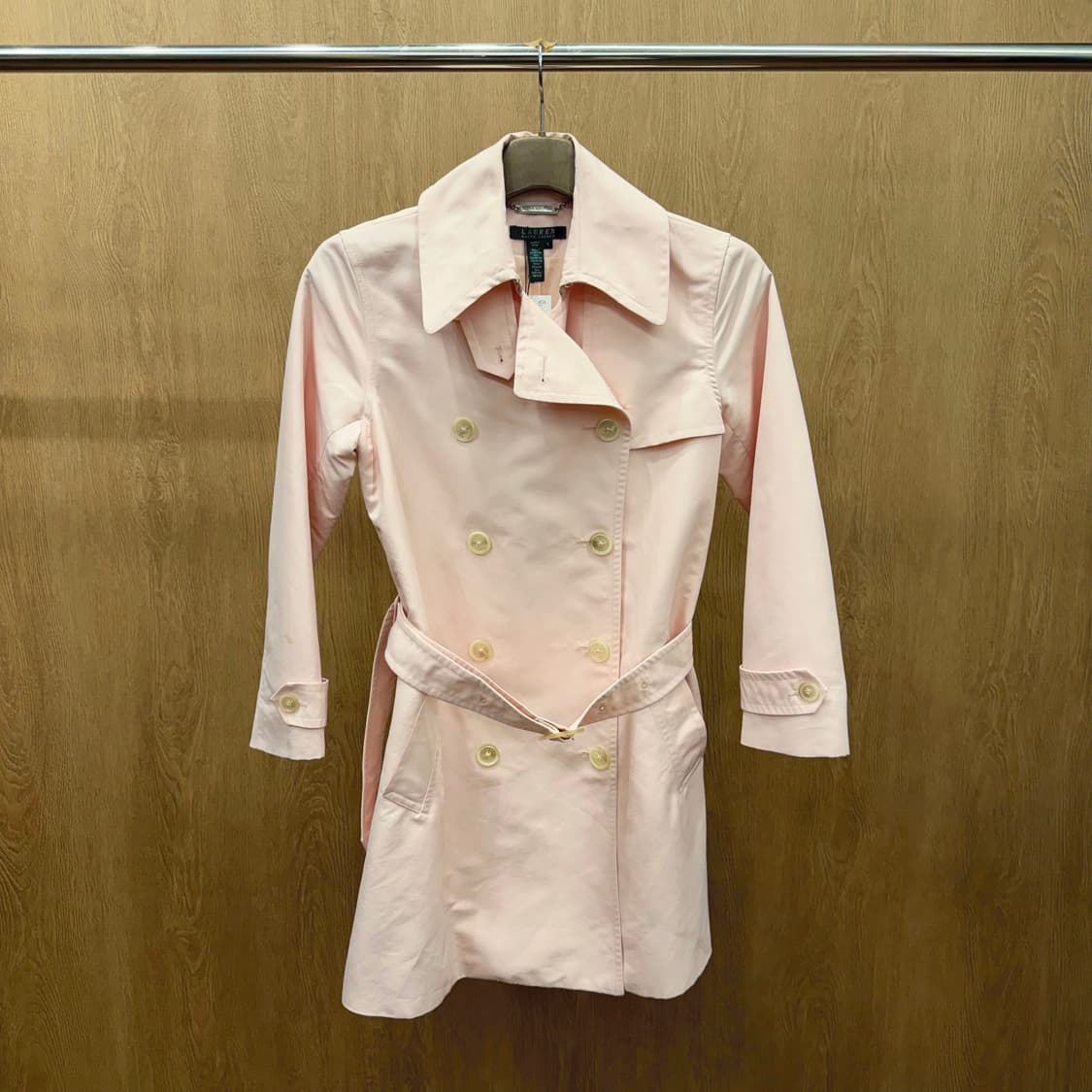 로렌 랄프로렌 트렌치 코트 더블 브레스트 버튼업 밸트 스트랩 라아트 핑크 상품이미지3