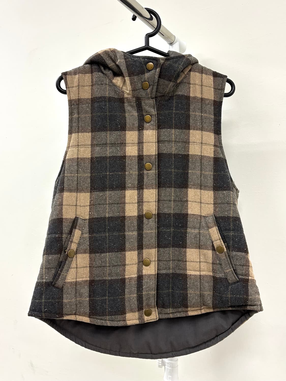 빈티지 체크 후드 베스트 상품이미지6