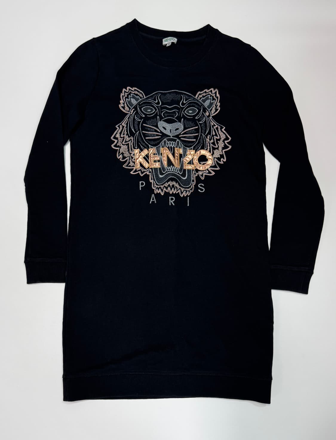 정품 여성 겐조 Kenzo 블랙 타이거 자수 미디 원피스 상품이미지1